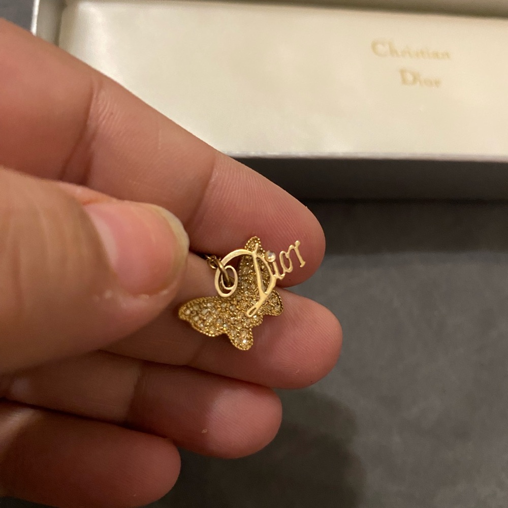 CHRISTIAN DIOR Vintage Bijoux Gold Doubled Charm Diamond Bracelet